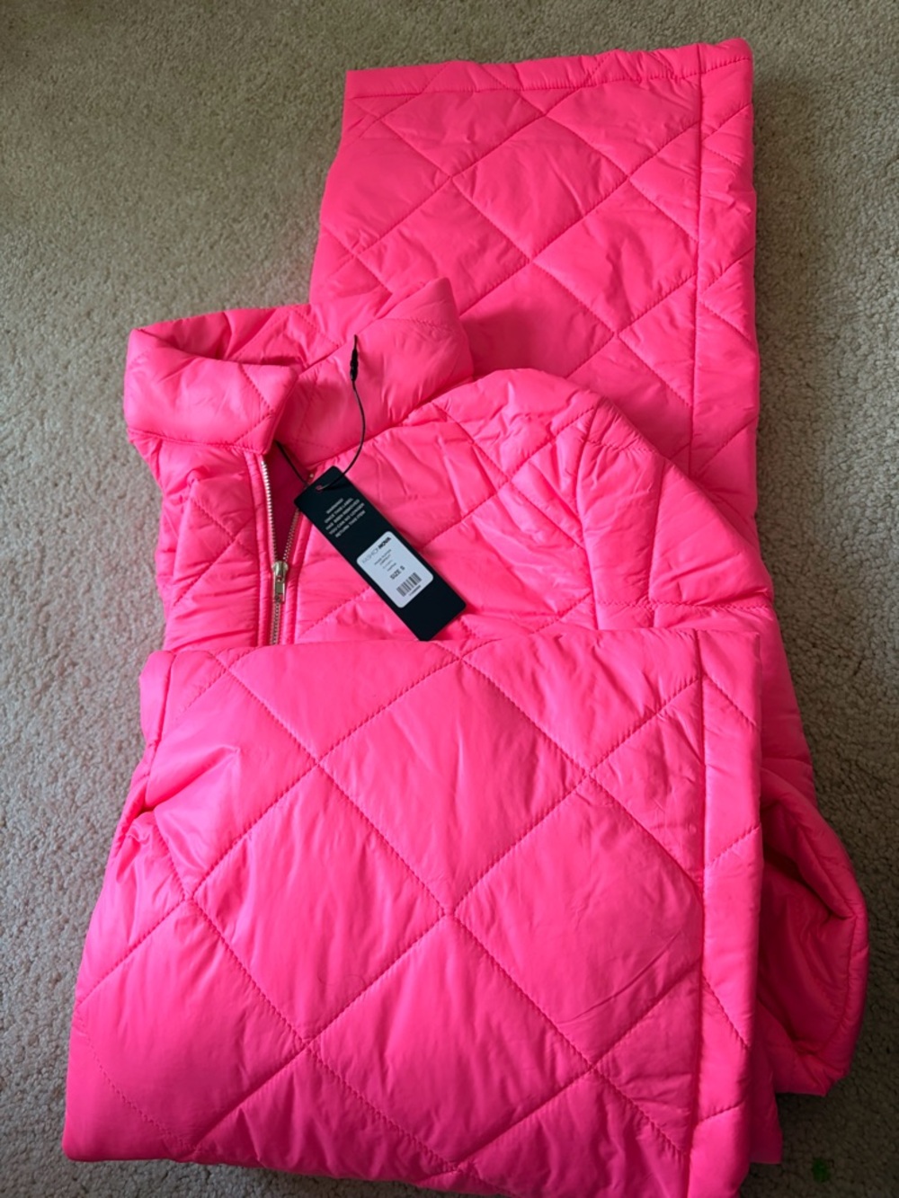Fashion Nova Neon Pink Puffer jumpsuit